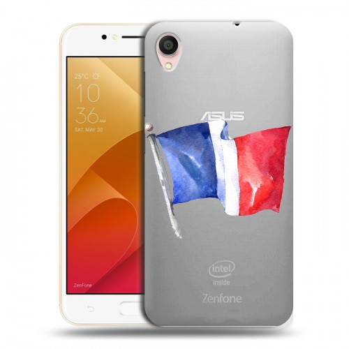 Полупрозрачный дизайнерский пластиковый чехол для ASUS ZenFone Live L1 Флаг Франции