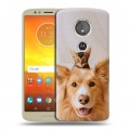 Дизайнерский силиконовый чехол для Motorola Moto E5 Собака и котенок