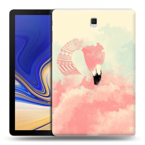 Дизайнерский силиконовый чехол для Samsung Galaxy Tab S4 Розовые фламинго