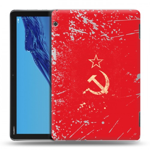 Полупрозрачный дизайнерский силиконовый с усиленными углами чехол для Huawei MediaPad T5 Флаг СССР