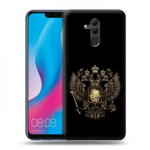Дизайнерский силиконовый с усиленными углами чехол для Huawei Mate 20 Lite герб России золотой