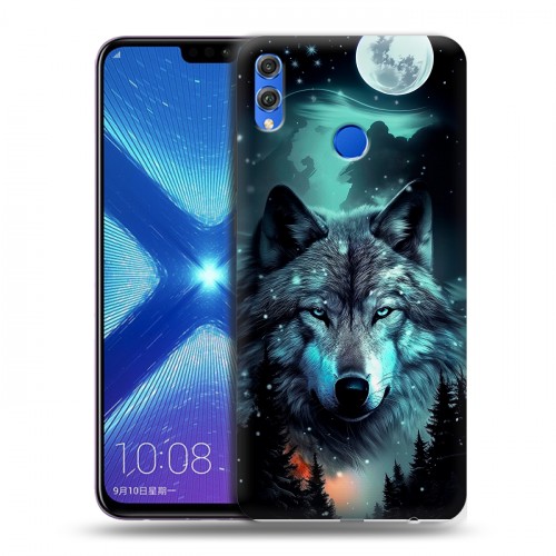 Дизайнерский силиконовый чехол для Huawei Honor 8X Волк и луна