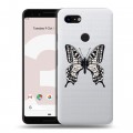 Полупрозрачный дизайнерский пластиковый чехол для Google Pixel 3 прозрачные Бабочки 