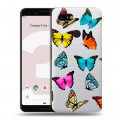Полупрозрачный дизайнерский пластиковый чехол для Google Pixel 3 прозрачные Бабочки 