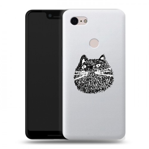 Полупрозрачный дизайнерский силиконовый чехол для Google Pixel 3 XL Прозрачные кошки