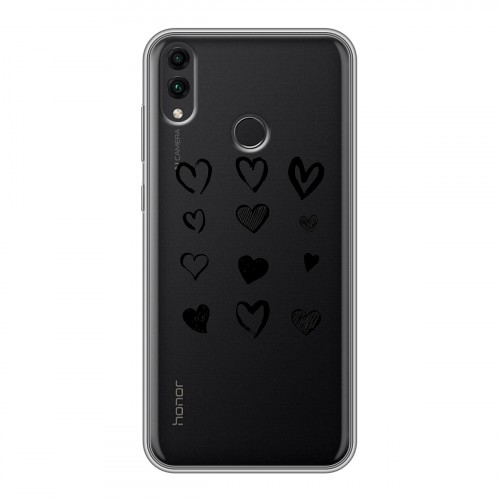 Полупрозрачный дизайнерский пластиковый чехол для Huawei Honor 8C Прозрачные сердечки