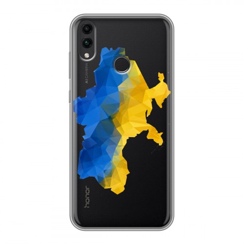 Полупрозрачный дизайнерский пластиковый чехол для Huawei Honor 8C Флаг Украины