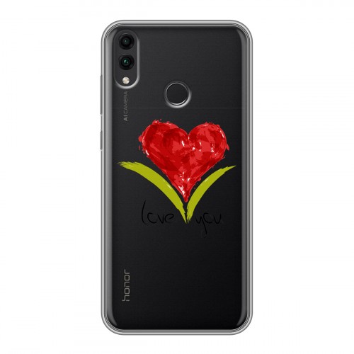 Полупрозрачный дизайнерский пластиковый чехол для Huawei Honor 8C Прозрачные сердечки