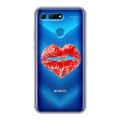Полупрозрачный дизайнерский пластиковый чехол для Huawei Honor View 20 Прозрачные поцелуи