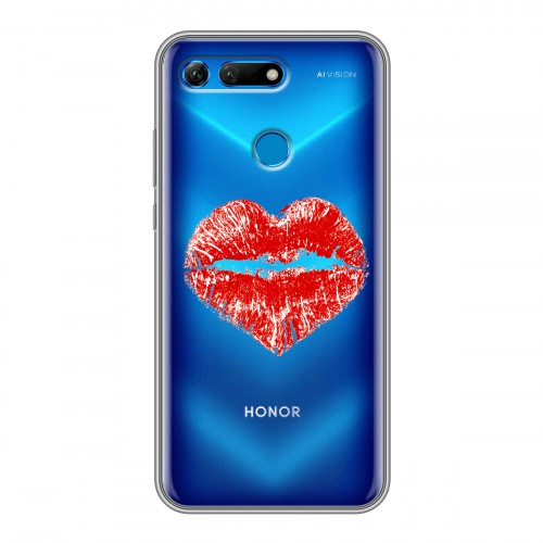 Полупрозрачный дизайнерский пластиковый чехол для Huawei Honor View 20 Прозрачные поцелуи