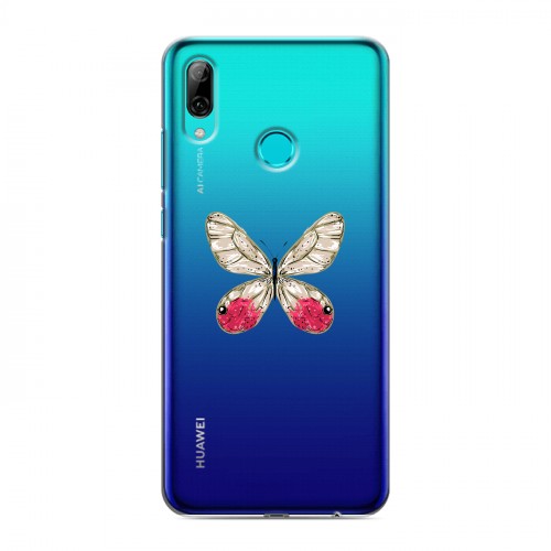 Полупрозрачный дизайнерский пластиковый чехол для Huawei P Smart (2019) прозрачные Бабочки 