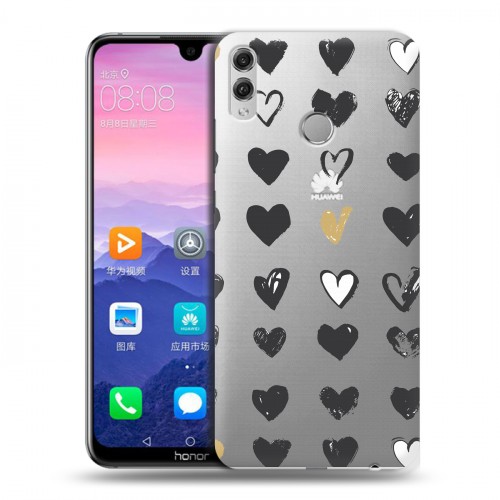 Полупрозрачный дизайнерский пластиковый чехол для Huawei Honor 8X Max Стильные сердца