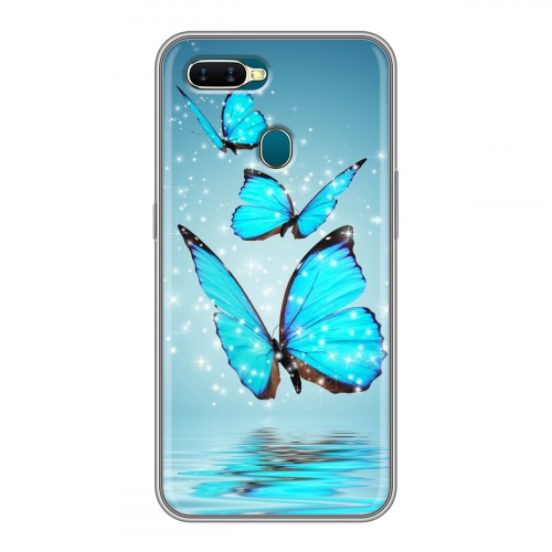 Дизайнерский силиконовый чехол для OPPO AX7 Бабочки голубые