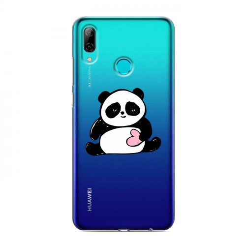 Полупрозрачный дизайнерский пластиковый чехол для Huawei Y7 (2019) Прозрачные панды - смайлики