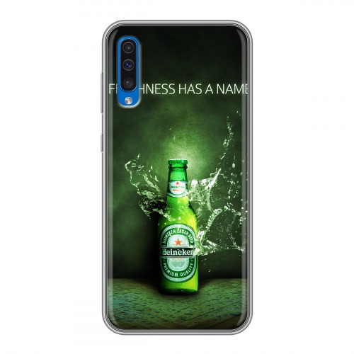 Дизайнерский силиконовый с усиленными углами чехол для Samsung Galaxy A50 Heineken