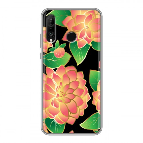 Дизайнерский силиконовый чехол для Huawei P30 Lite Люксовые цветы