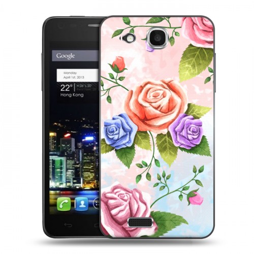 Дизайнерский пластиковый чехол для Alcatel One Touch Idol Ultra Романтик цветы