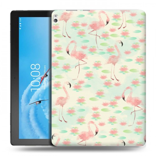 Дизайнерский силиконовый чехол для Lenovo Tab P10 Розовые фламинго
