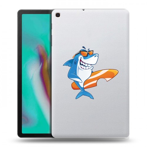Полупрозрачный дизайнерский силиконовый чехол для Samsung Galaxy Tab A 10.1 (2019) Прозрачные акулы