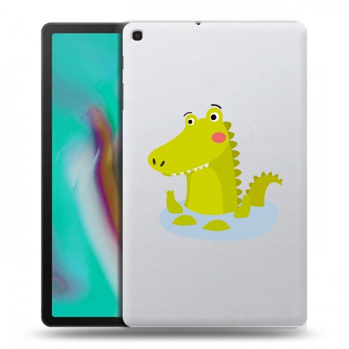 Полупрозрачный дизайнерский пластиковый чехол для Samsung Galaxy Tab A 10.1 (2019) Прозрачные крокодилы