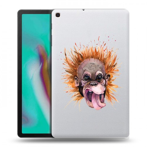 Полупрозрачный дизайнерский пластиковый чехол для Samsung Galaxy Tab A 10.1 (2019) Прозрачные обезьяны