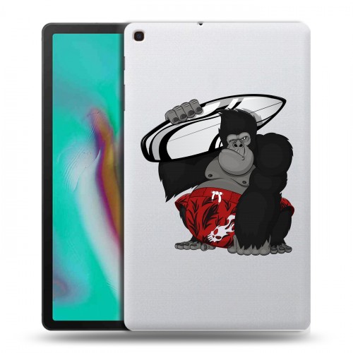Полупрозрачный дизайнерский силиконовый чехол для Samsung Galaxy Tab A 10.1 (2019) Прозрачные обезьяны