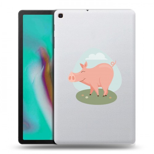 Полупрозрачный дизайнерский силиконовый чехол для Samsung Galaxy Tab A 10.1 (2019) Прозрачные свинки
