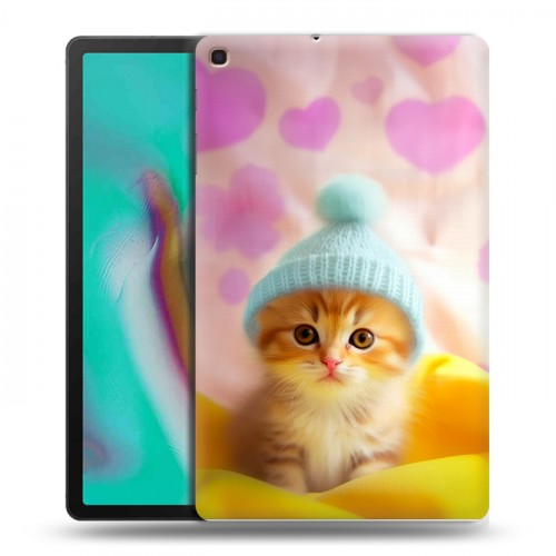 Дизайнерский силиконовый чехол для Samsung Galaxy Tab A 10.1 (2019) Котенок в шапке