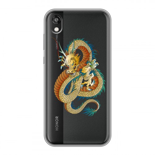 Полупрозрачный дизайнерский пластиковый чехол для Huawei Honor 8s Прозрачные Драконы