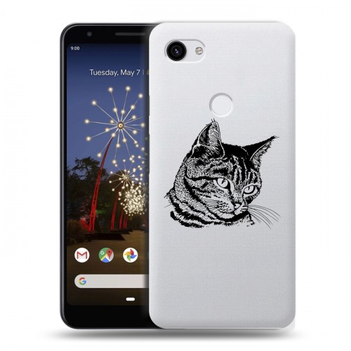Полупрозрачный дизайнерский пластиковый чехол для Google Pixel 3a XL Прозрачные кошки