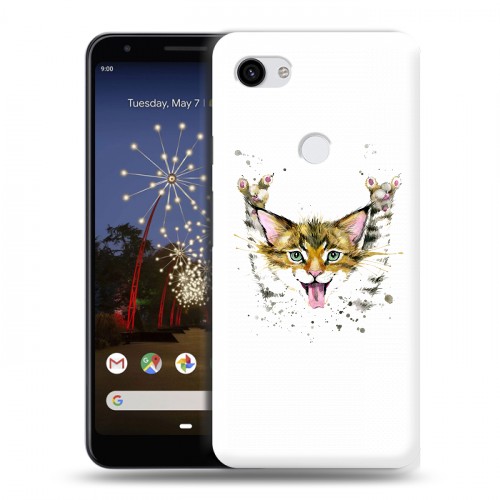 Полупрозрачный дизайнерский пластиковый чехол для Google Pixel 3a XL Прозрачные кошки