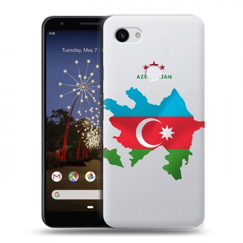 Полупрозрачный дизайнерский пластиковый чехол для Google Pixel 3a XL Флаг Азербайджана