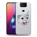 Полупрозрачный дизайнерский пластиковый чехол для ASUS ZenFone 6 ZS630KL Прозрачные кошки