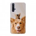 Дизайнерский силиконовый чехол для Huawei Honor 20 Собака и котенок