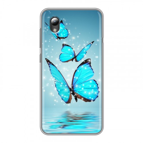 Дизайнерский силиконовый чехол для ZTE Blade A3 (2019) Бабочки голубые