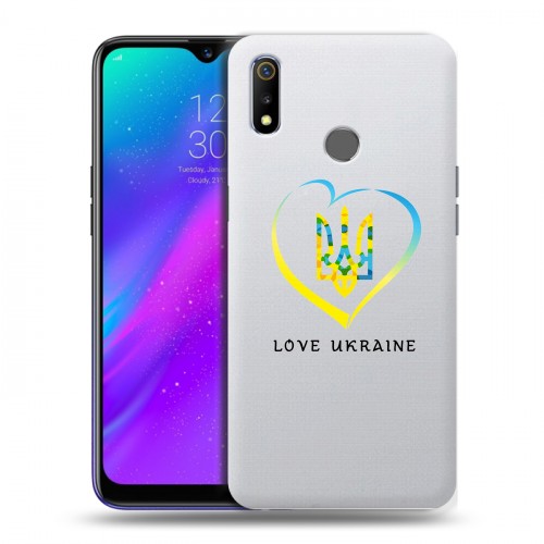 Полупрозрачный дизайнерский пластиковый чехол для Realme 3 Флаг Украины