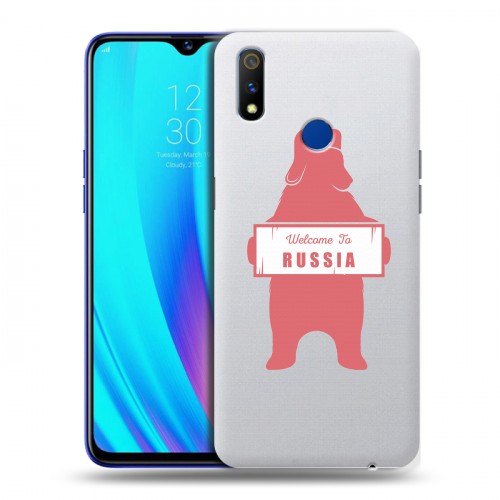 Полупрозрачный дизайнерский пластиковый чехол для Realme 3 Pro Российский флаг