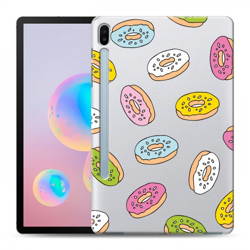 Полупрозрачный дизайнерский пластиковый чехол для Samsung Galaxy Tab S6 Прозрачные пончики