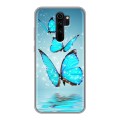 Дизайнерский силиконовый чехол для Xiaomi RedMi Note 8 Pro Бабочки голубые