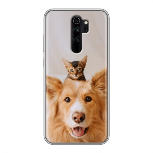 Дизайнерский силиконовый чехол для Xiaomi RedMi Note 8 Pro Собака и котенок