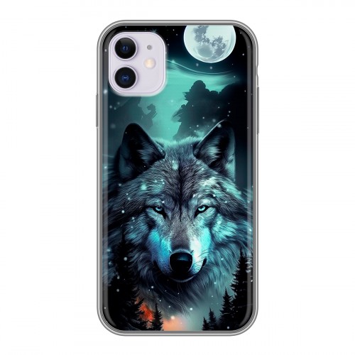 Дизайнерский силиконовый чехол для Iphone 11 Волк и луна