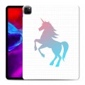 Полупрозрачный дизайнерский пластиковый чехол для Ipad Pro 12.9 (2020) Прозрачные лошади и единороги 