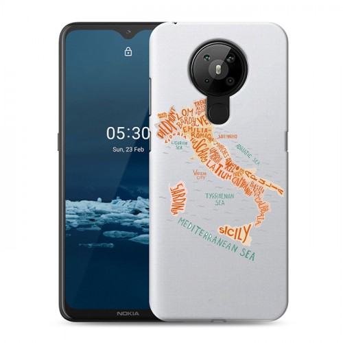 Полупрозрачный дизайнерский пластиковый чехол для Nokia 5.3 Флаг Италии