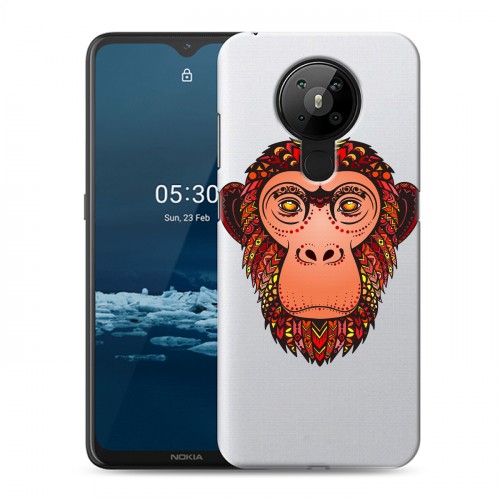 Полупрозрачный дизайнерский пластиковый чехол для Nokia 5.3 Прозрачные обезьяны