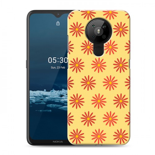 Дизайнерский пластиковый чехол для Nokia 5.3 Бежевые цветы