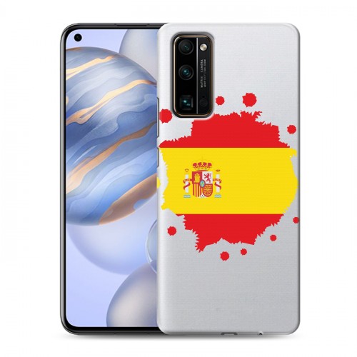 Полупрозрачный дизайнерский силиконовый с усиленными углами чехол для Huawei Honor 30 флаг Испании