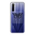 Полупрозрачный дизайнерский силиконовый чехол для Realme 6 прозрачные Бабочки 
