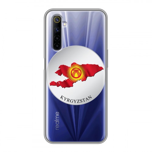 Полупрозрачный дизайнерский силиконовый чехол для Realme 6 флаг Киргизии