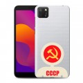 Полупрозрачный дизайнерский силиконовый с усиленными углами чехол для Huawei Honor 9S Флаг СССР