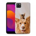 Дизайнерский силиконовый чехол для Huawei Honor 9S Собака и котенок